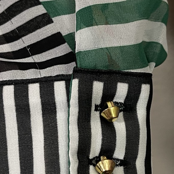 Worthington Long Sleeve Blouse Semi- Sheer Multi Color Geometric Artsy Boho Sz M - Picture 9 of 9